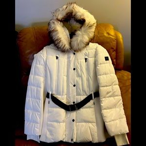 Michael Kors Women's Faux-Fur-Trim Hooded Puffer Coat Size XL